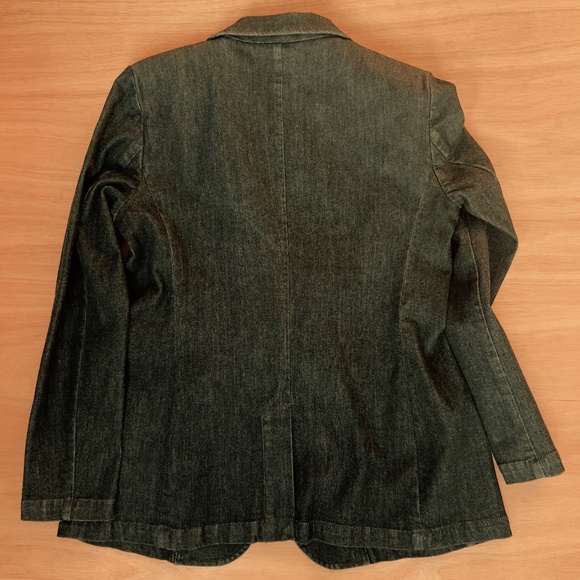 Lauren Ralph Lauren women's denim blazer size 10 black jean jacket classic slim - Picture 7 of 8